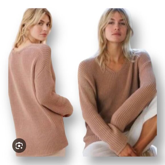 Jenni Kayne Alpaca Wool Blend Cabin Chunky Knit Sweater In Powder Blush Size M